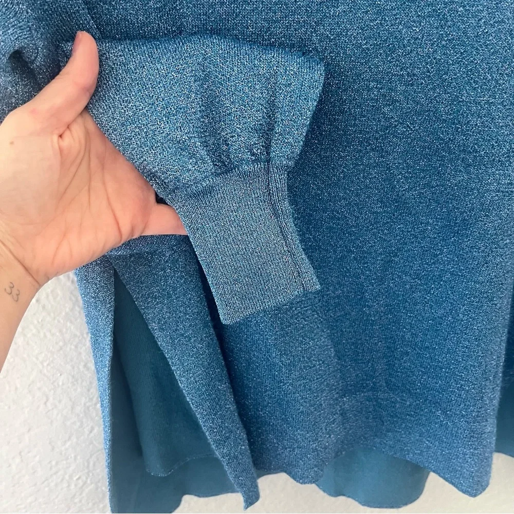 J. Crew Metallic Blue Crewneck Sweater Size Small